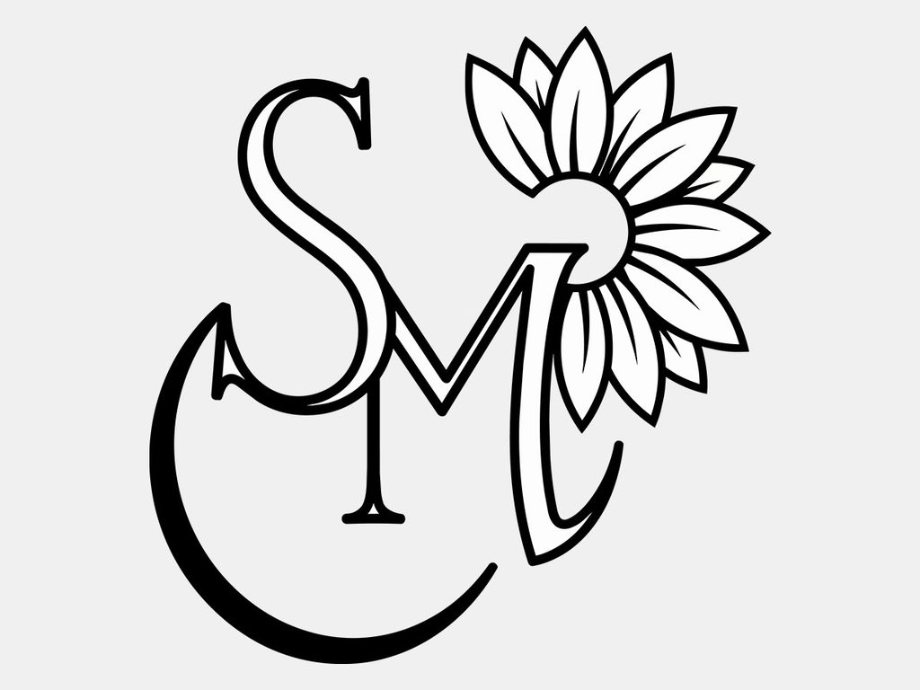 S・Mの文字と花を組み合わせたロゴ検討用のAI生成イメージ